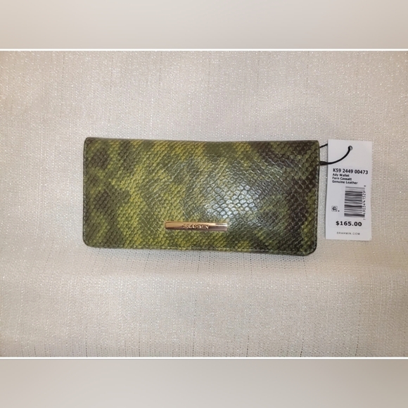 NWT Brahmin Ady Fern Cassatt Green Snake Wallet And Credit Card Holder - Picture 1 of 3